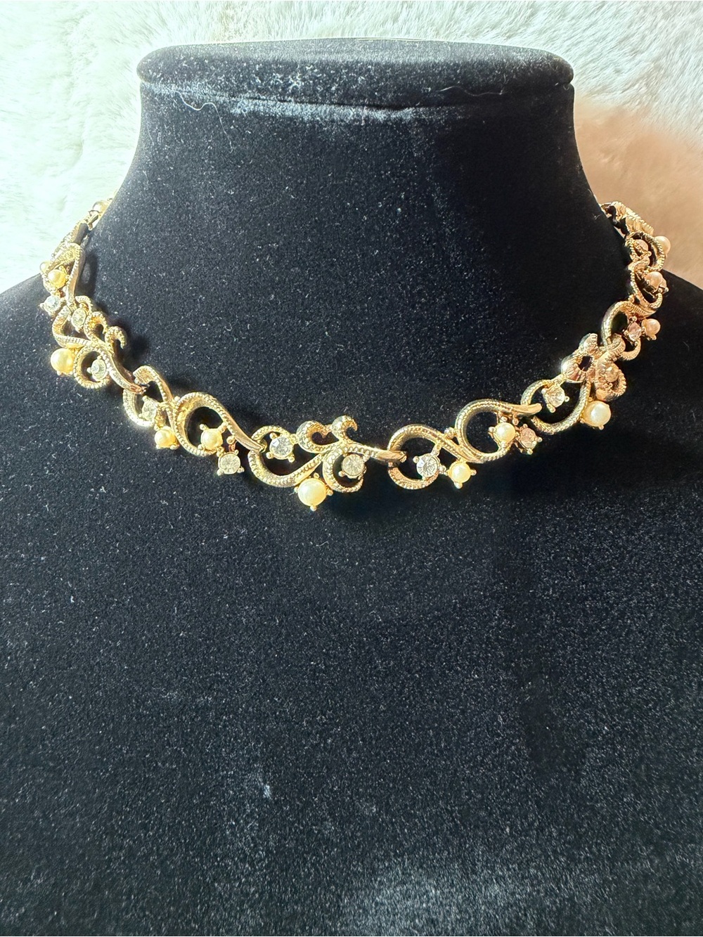 Gold Crystal Swirl Choker Necklace by